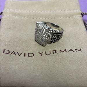 David Yurman Men's Sterling Silver Pave Square Ring - Silver sz7